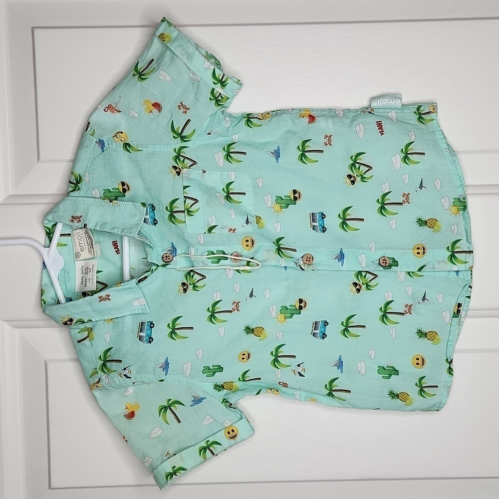 ZARA Baby Emoji Boys Button Down Shirt Size 2/3 NWOT